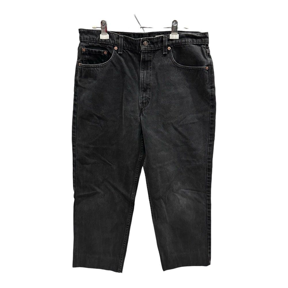 Vintage 90's Levi's 550 Faded‎ Black Grunge Baggy 38x30 (36x26) Jeans Hem 2" Y2K